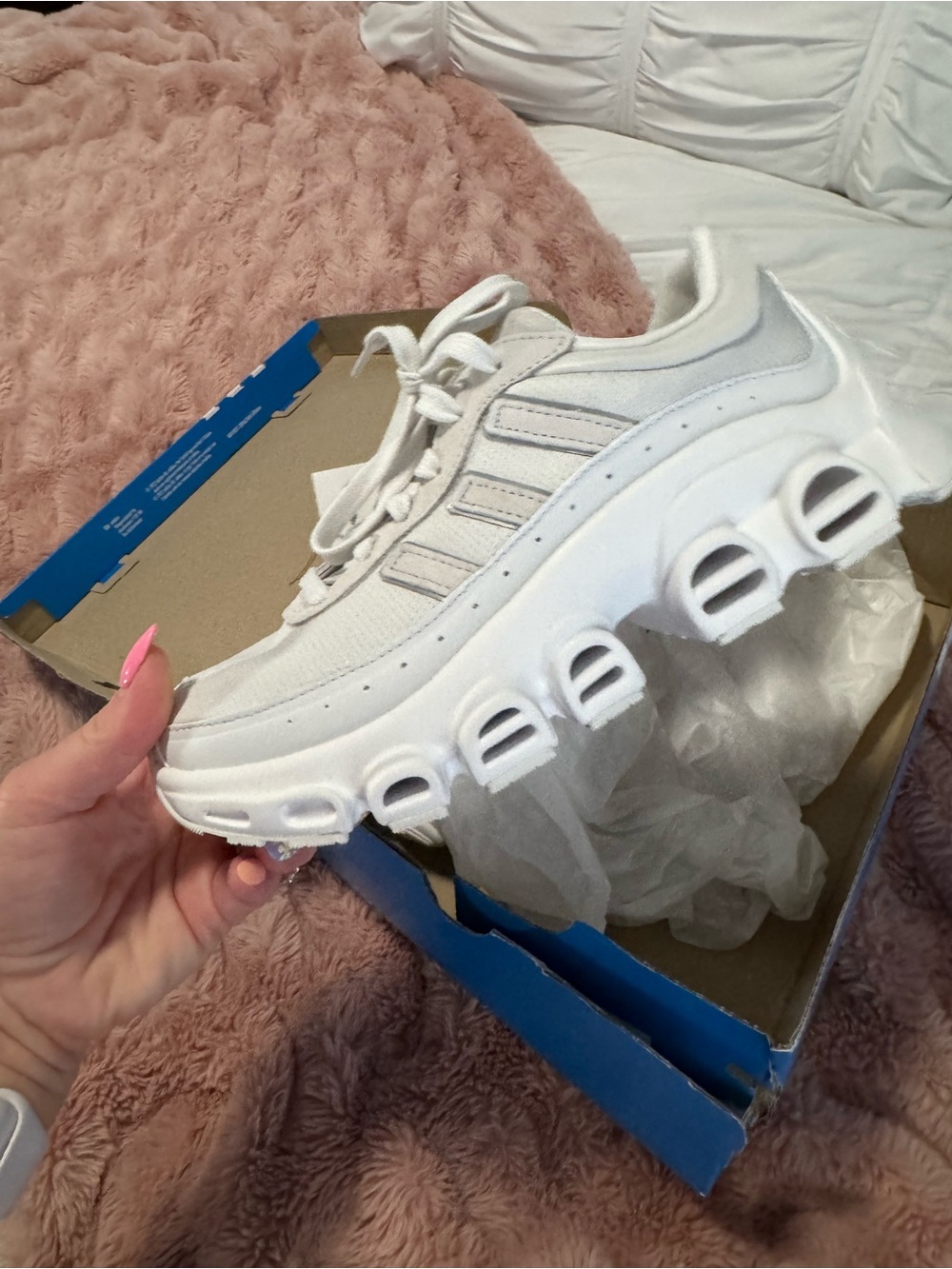 adidas White megaride Cloudfoam-Style Sculpted Sole Sneakers